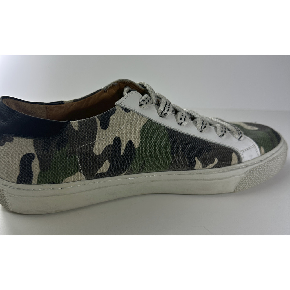 Veronica Beard Sami Camo Canvas Lace-up Sneakers Leather Lining Shoes 39 US 8.5 - Picture 7 of 16